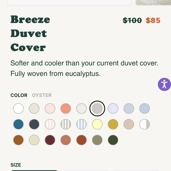 Buffy Breeze cooling duvet cover twin/twin XL color Oyster - Picture 5 of 7